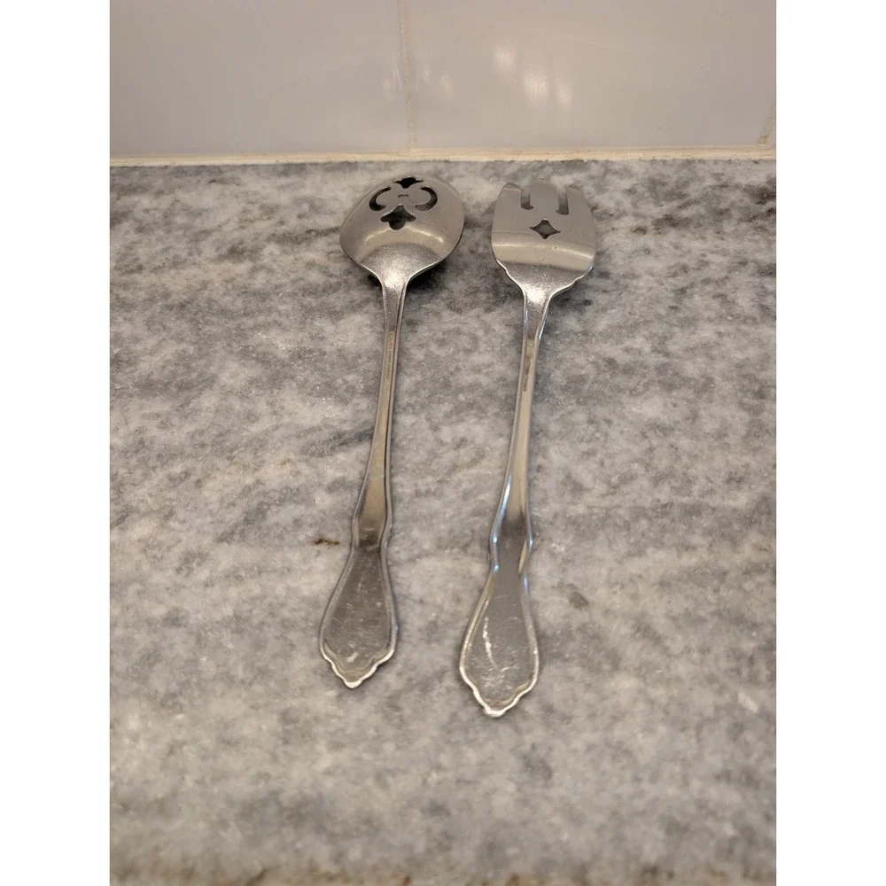 Oneida MORNING BLOSSOM Stainless Flatware Serving Spoon And Fork‎